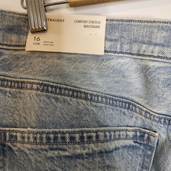 American Eagle 90s Straight  Comfort Stretch Waistband Blue Jeans Size 16/33W - Picture 8 of 15